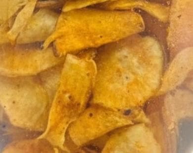Crispy fried cassava chips in a bowl