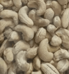 Whole raw cashew nuts, unroasted, ivory-colored